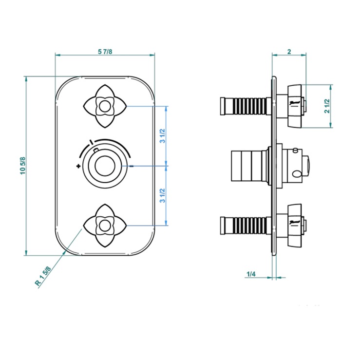 THG Petale de Cristal rouge Смеситель для душа, термостатический, 2 потока, цвет:хром/красный хрусталь