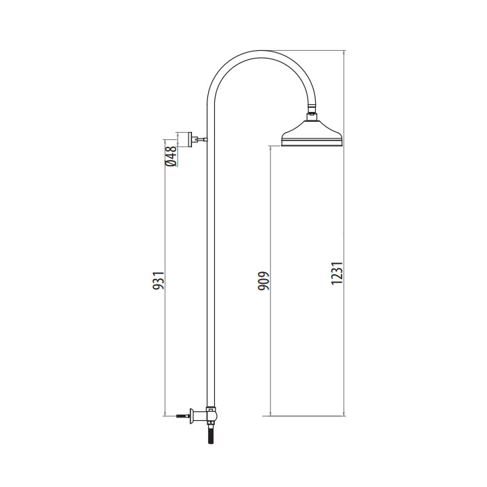Gattoni PD Душевая колонка  с верхним душем 200мм (с шланговым подсоединением), цвет: бронза