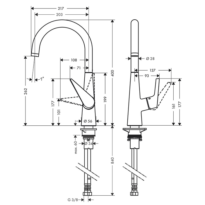 Hansgrohe Talis Смеситель для кухни, 1 отв., цвет: хром