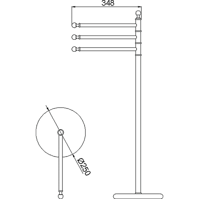 CISAL Arcana Полотенцедержатель напольный тройной, цвет: хром