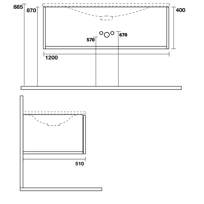 TW Shape комплект подвесной мебели 120х50см, с раковиной, с 1 выдвиж. ящиком с механизмом push-to-open, цвет: белый матовый RAL9003