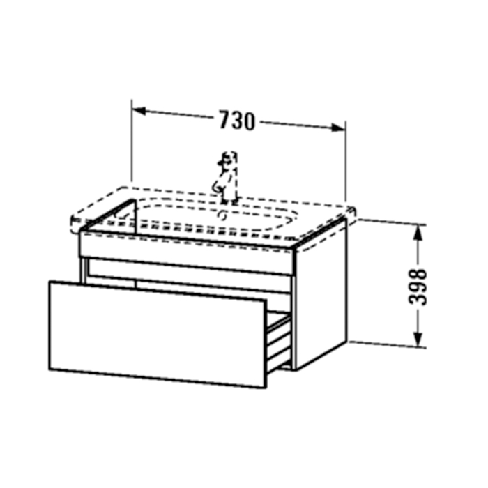 Duravit DuraStyle Тумба с раковиной 73х44.8х39.8см., подвесная, 1 ящик, цвет: Графит матовый