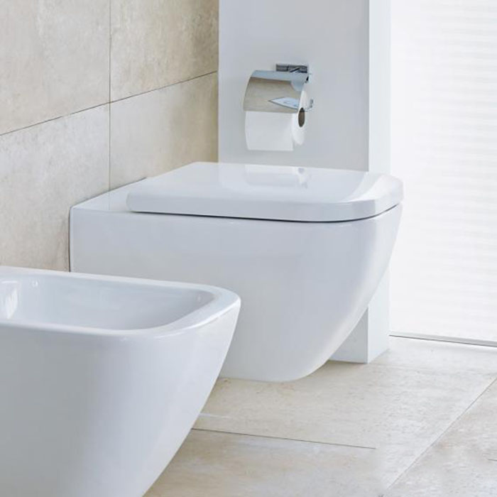 Duravit Happy D.2 Rimless Унитаз подвесной без смывного края, с вертикальным смывом, вкл. крепление Durafix, 36.5x62см, Цвет: Белый