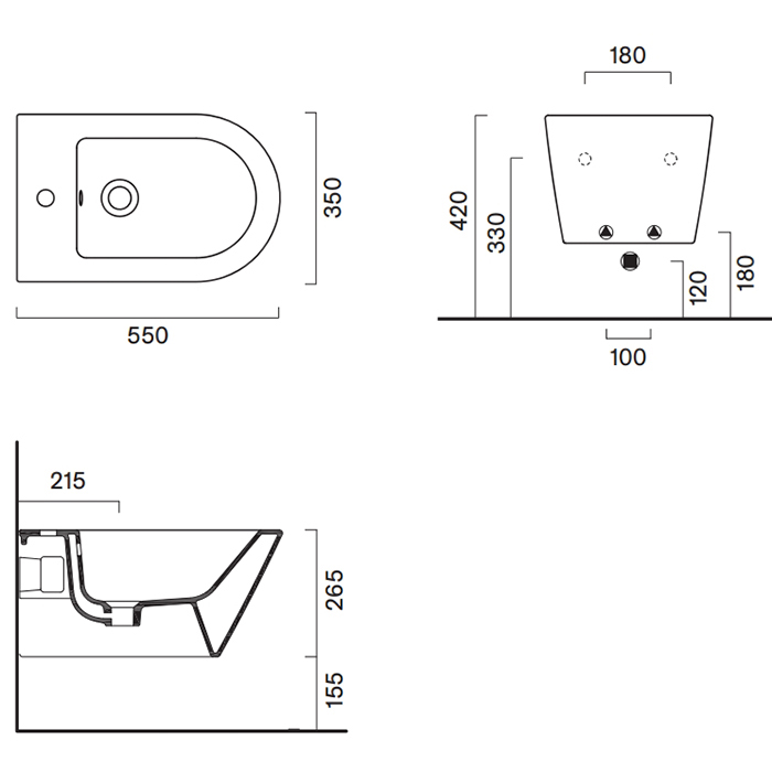 Catalano Zero Биде подвесное 55х35см, с 1 отв. под смеситель, цвет белый глянцевый