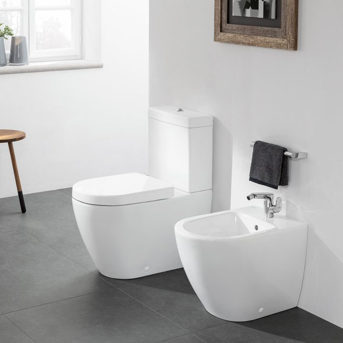 Villeroy&Boch Subway 2.0 Сиденье для унитаза, с микролифтом, цвет: белый/нержавеющая сталь