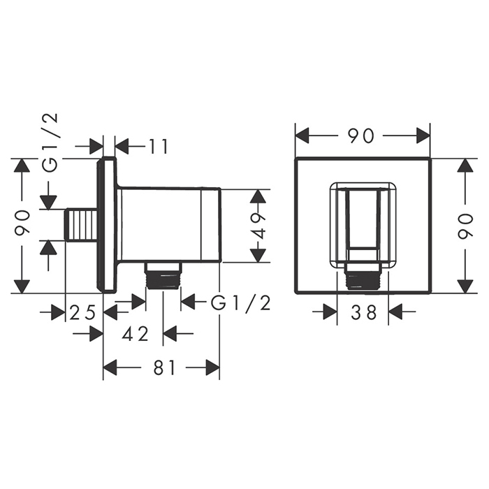 Hansgrohe Держатель ручного душа с выводом, цвет: хром
