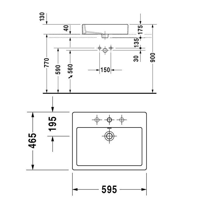 Duravit Vero Раковина подвесная, 59.5x46.5см., с 1 отв., с перел., цвет: белый