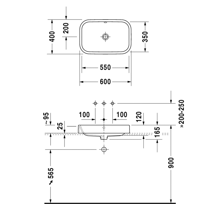 Duravit Happy D.2 Раковина накладная 60х40см, без отв., с WonderGliss, цвет: белый 