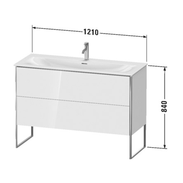 Duravit XSquare Тумба с раковиной 121х59.2x47.8см., напольная, 2 яшика, встроенные ножки с регулировкой по высоте, цвет: Night Blue SaM