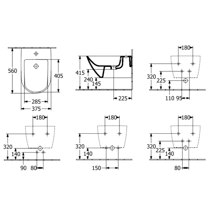 Villeroy&Boch Subway 3.0 Биде подвесное 37.5х56х27см., 1 отв., CeramicPlus, цвет: альпийский белый