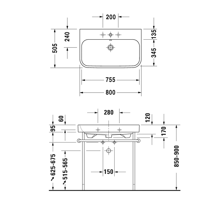 Duravit Happy D.2 Раковина накладная, 80х50.5см., 3 отв., шлифованная, с переливом, цвет: белый