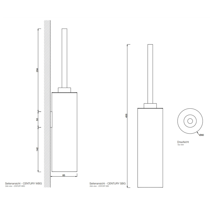 Decor Walther Century SBG Туалетный ершик, напольный, цвет: хром