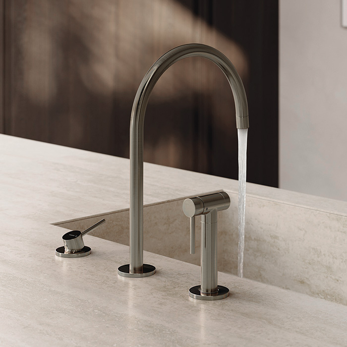 Newform N21 Смеситель для кухни, на 3 отв., излив 220 мм, цвет: Brushed nickel