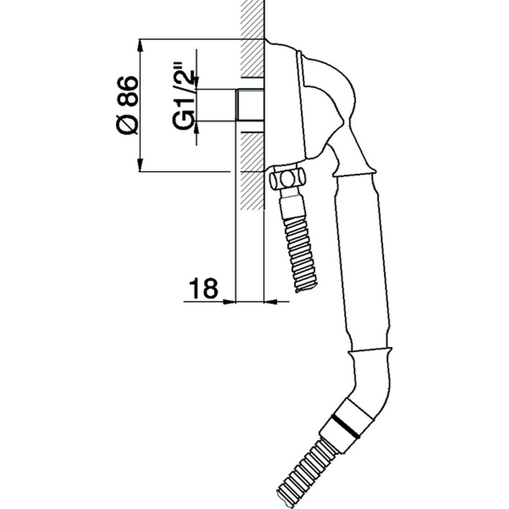 CISAL Arcana Toscana Душевой гарнитур: шланг 120 см, ручная лейка, вывод с держателем, цвет: хром 