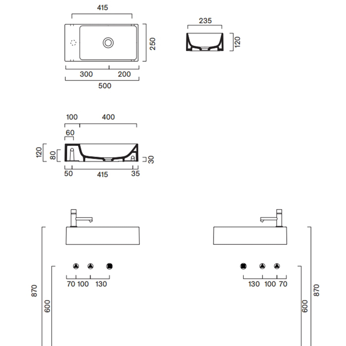 Catalano Premium Раковина 50x25см, с 1 отв., цвет: Tortora Satinato