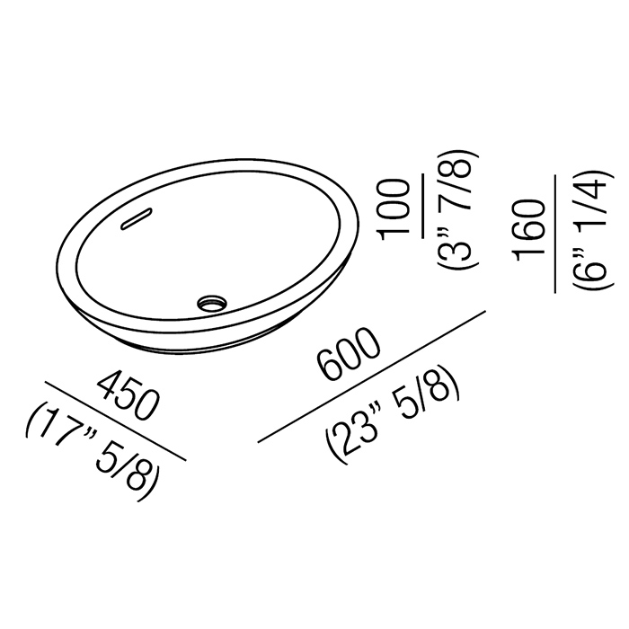 Agape Spoon Раковина 60х45х16 см, без отв., овальная, цвет: белый