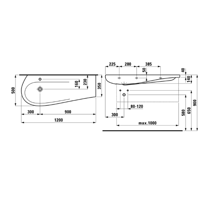 Laufen Alessi One Раковина 120х50х16.5 см, 1 отв., покрытие LLC, цвет: белый