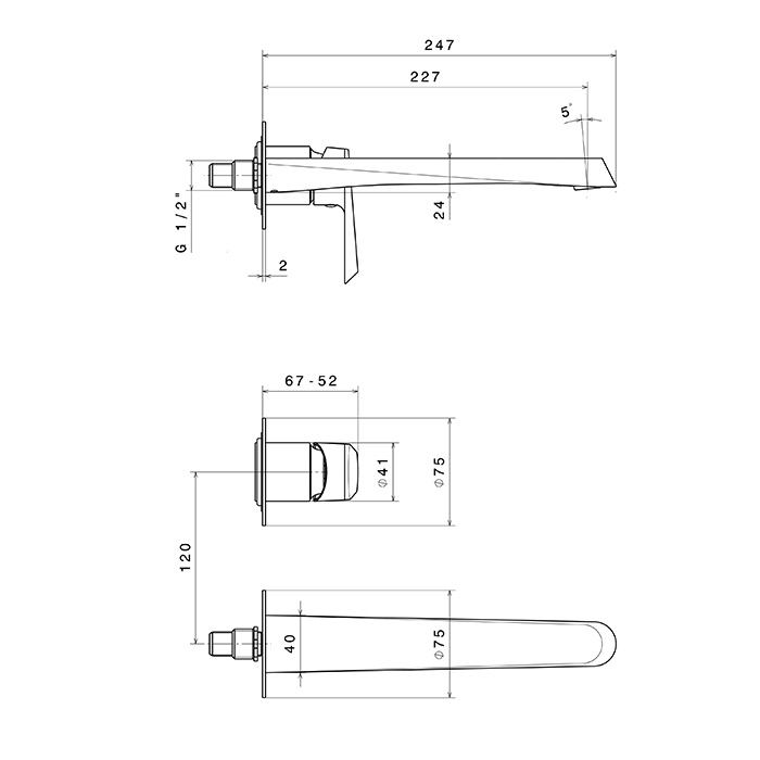 Newform Nio Смеситель для раковины, встраиваемый, внешняя часть, цвет: черный матовый