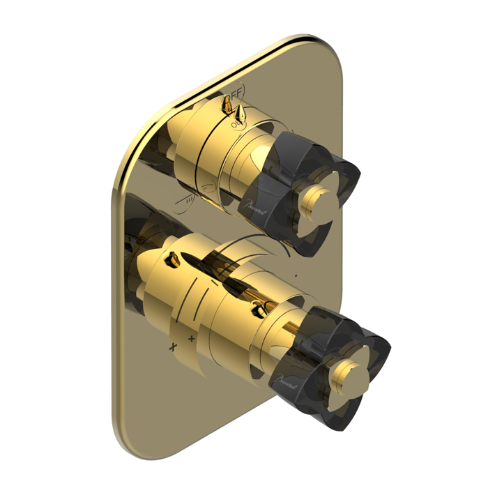 THG Petale de Cristal noir Смеситель для душа, термостатический, с переключателем на 2 потока, цвет: золото/черный хрусталь