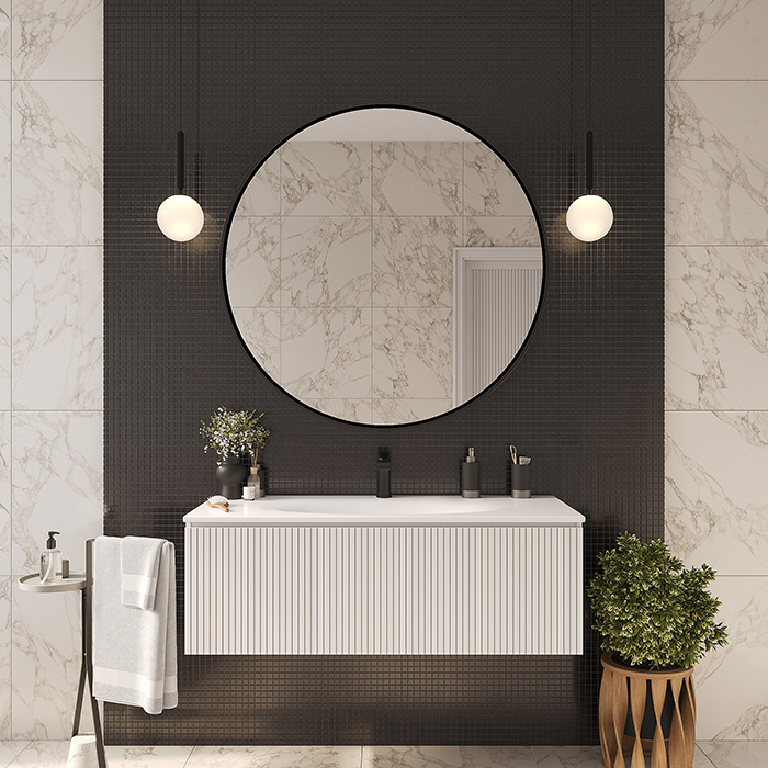 TW Shape комплект подвесной мебели 120х50см, с раковиной, с 1 выдвиж. ящиком с механизмом push-to-open, цвет: белый матовый RAL9003