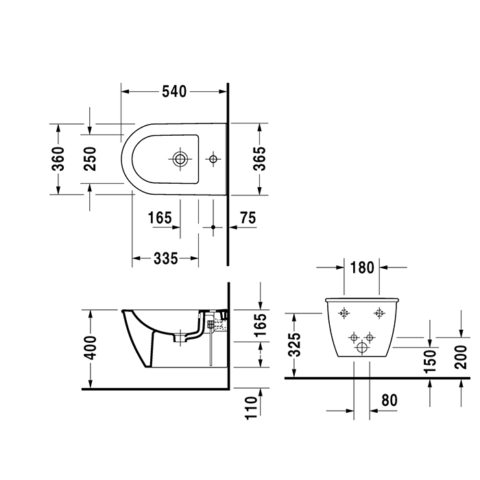 Duravit Darling New Биде подвесное 37x54см., 1 отв., цвет: белый