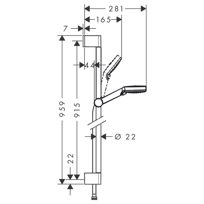 Hansgrohe Crometta Vario Unica Душевой набор: штанга 900mm, ручной душ, 2jet (Rain, IntenseRain), шланг, цвет: белый/хром