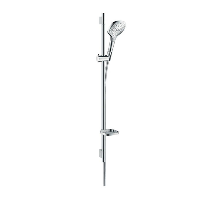 Hansgrohe Raindance Select E Душевой набор: штанга 90см., ручной душ 120, 3jet (Rain, RainAir, WhirlAir), EcoSmart, мыльница, шланг, цвет: белый/хром