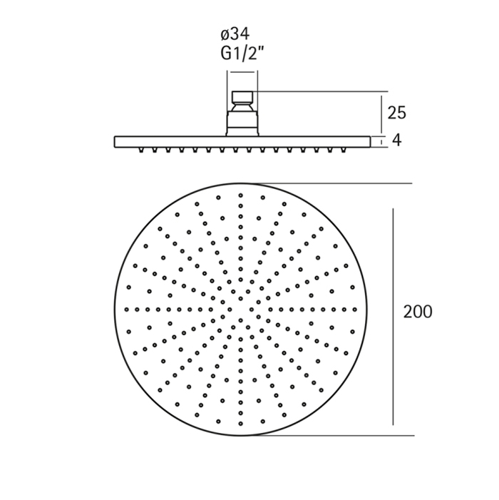 Cisal Xion Верхний душ, 20см, цвет: нержавеющая сталь