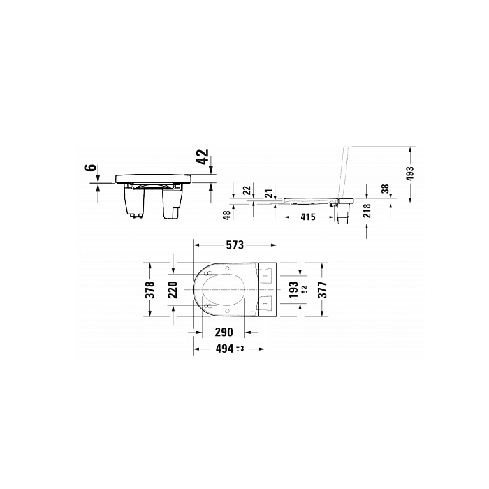 Duravit SensoWash Starck f Plus Сиденье для унитаза 37.8x57.3x21.8см., с душем, SoftClose, цвет: белый