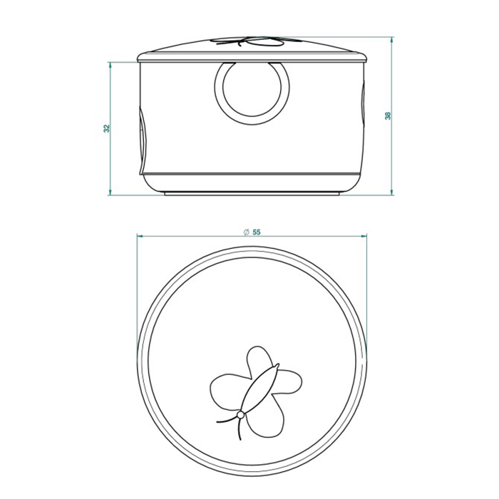 THG CAPUCINE VERT DECOR PLATINE Коробка для таблеток керамическая, круглая ø55 мм., настольная, декор платина/зеленый, цвет: белый