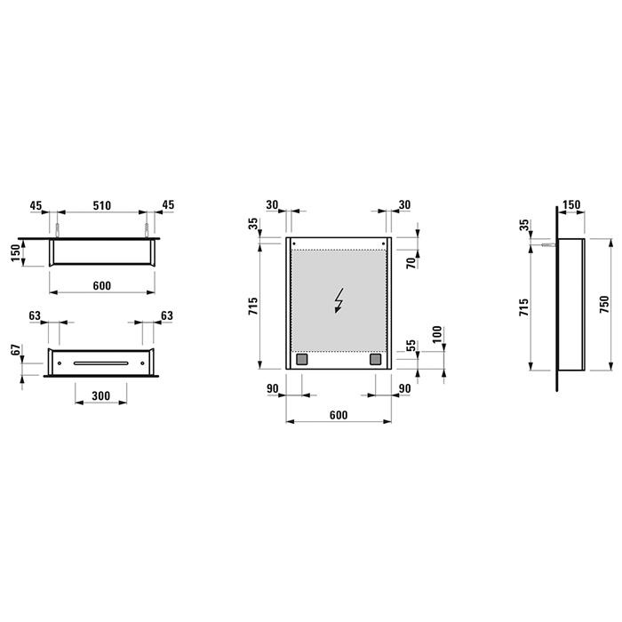 Laufen Frame Зеркальный шкаф 60x75см., LED-подсветка, сенсор, алюминий, 1 дверь, 2 розетки