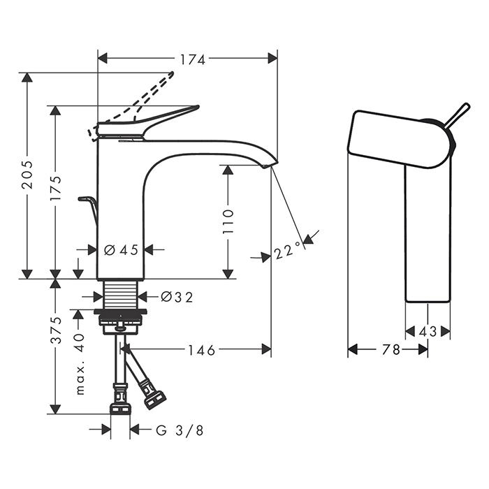 Hansgrohe Vernis Смеситель для раковины , на 1 отв., цвет: хром