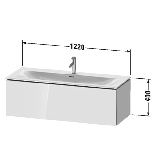 Duravit L-Cube База подвесная 122x48.1x40см с раковиной, 1 выдвижное отделение, цвет: глянцевый белый