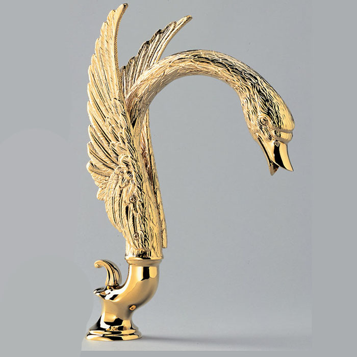 THG Cygne Излив для ванны с переключателем, цвет: полированное золото