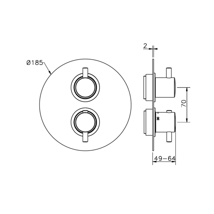 Cisal Less New Смеситель для душа, встраиваемый, термостатический, с переключателем на 3 положения, внешняя часть, цвет: хром