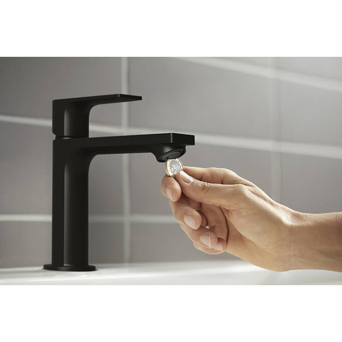 Hansgrohe Rebris E Смеситель для раковины, 1 отв., с донным клапаном, цвет: черный матовый