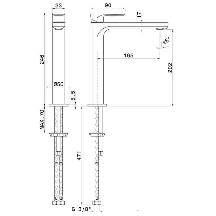 Newform B-Easy Смеситель для раковины, 1 отв., средний, цвет: черный матовый