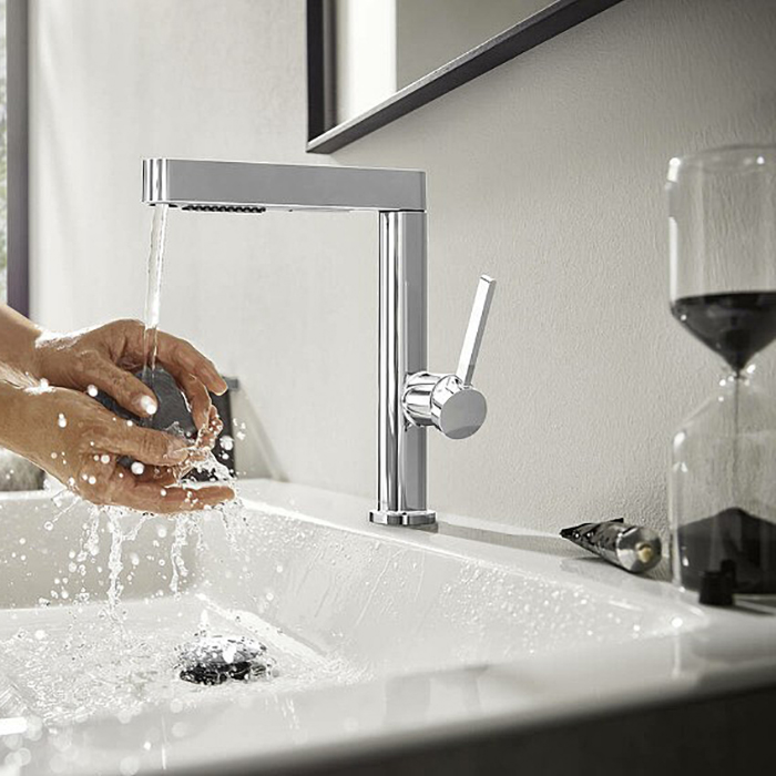 Hansgrohe Finoris Смеситель для раковины, 1 отв., с донным клапаном Push-Open, цвет: хром