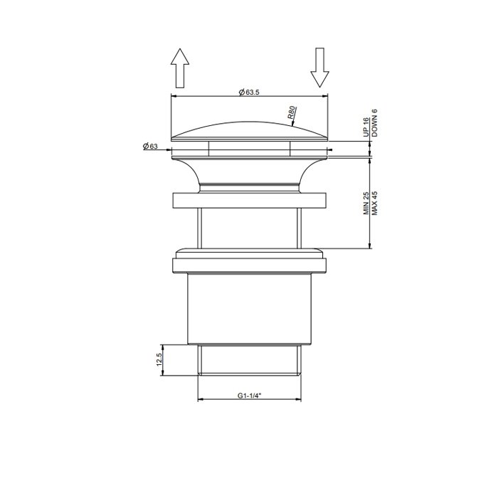 Gessi Донный клапан для раковины Stop&Go на 1 1/4", без слива-перелива, цвет: Black XL