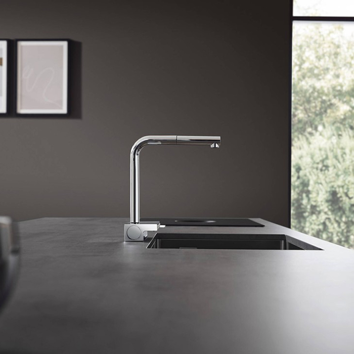 Hansgrohe Aquno Select M81 Смеситель для кухни, 1 отв., с вытяжным душем, sBox, цвет: хром