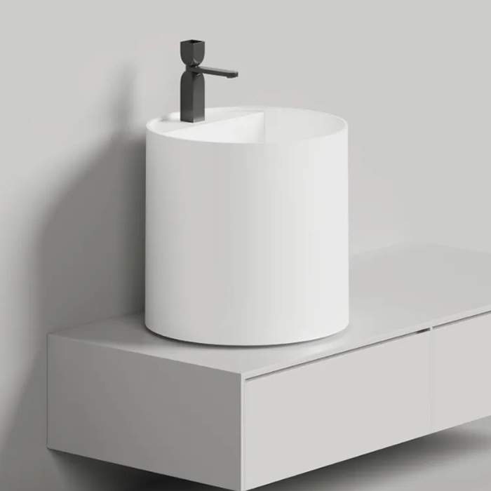 Salini Armonia Round Top 03 Раковина напольная 45х45х450см., с 1 отв., мат-л: S-Stone, цвет: белый матовый