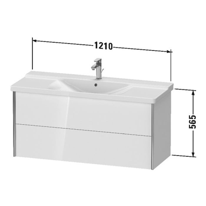 Duravit XViu Тумба подвесная 121x46.9x56.5см, с раковиной, 2 ящика, цвет: белый глянцевый/champagne matt