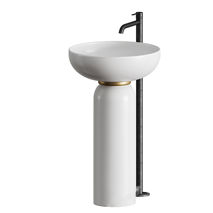 Artceram Jolie Раковина 50см., на пьедестале, пристенный монтаж,  цвет: белый матовый/золото