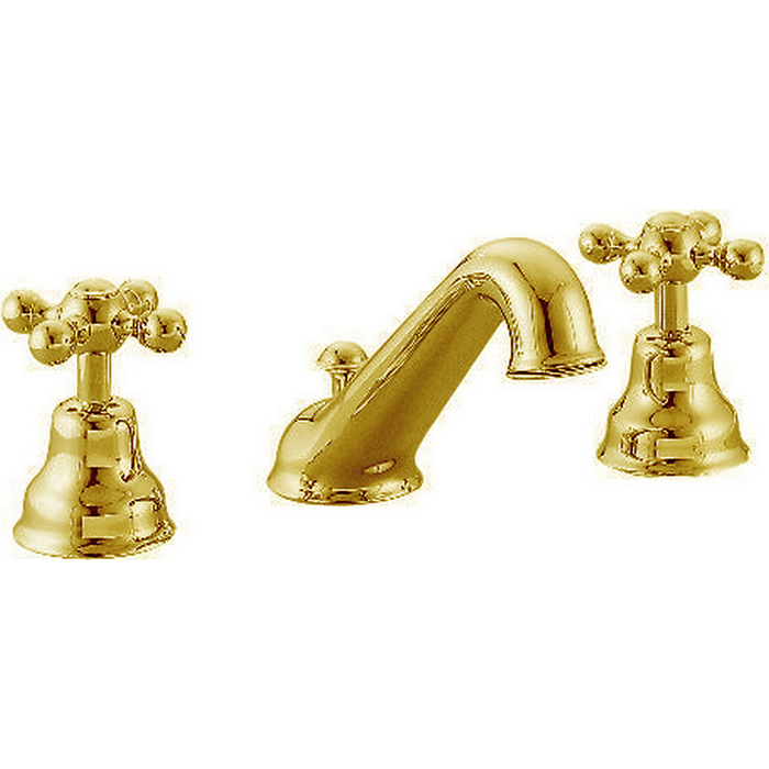 CISAL Arcana Ceramic Смеситель для раковины на 3 отверстия с донным клапаном, цвет: золото 