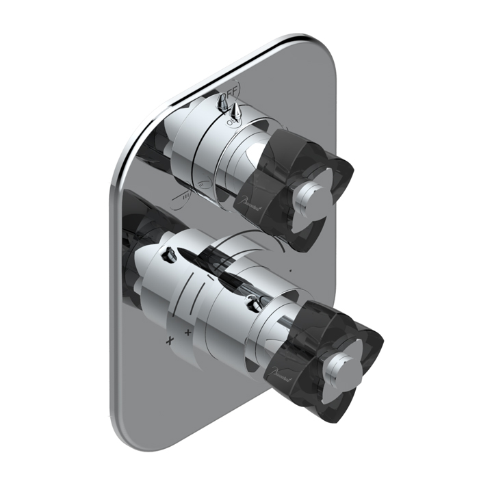 THG Petale de Cristal noir Смеситель для душа, термостатический, с переключателем на 2 потока, цвет: хром/черный хрусталь