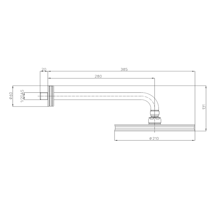 Bossini Liberty Верхний душ 21см., кронштейн 28см, цвет: ottone antico