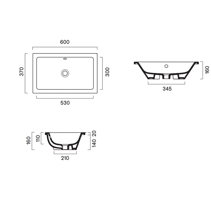 Catalano Zero Раковина встраиваемая под столешницу 60х37см, цвет: белый глянцевый
