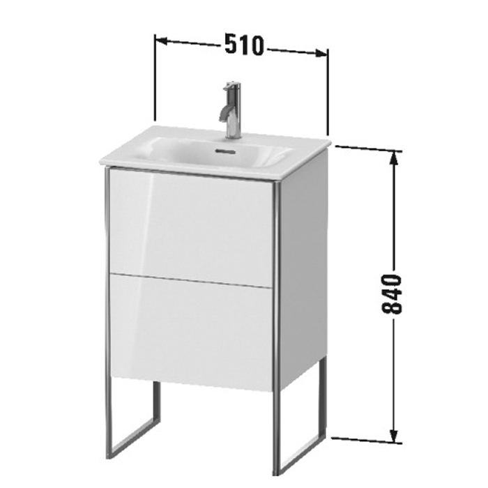 Duravit XSquare База напольная 51x41.8x84см с раковиной, 2 яшика, цвет: глянцевый белый