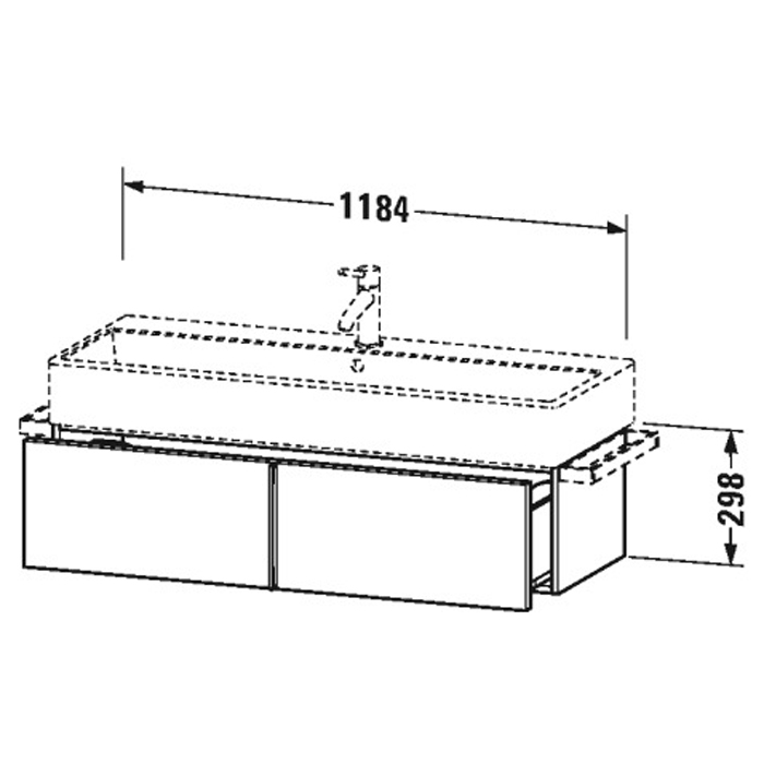 Duravit VA Тумба подвесная, 118.4x43.1х29.8см., с раковиной и 1 выдв. ящиком, цвет: американский орех