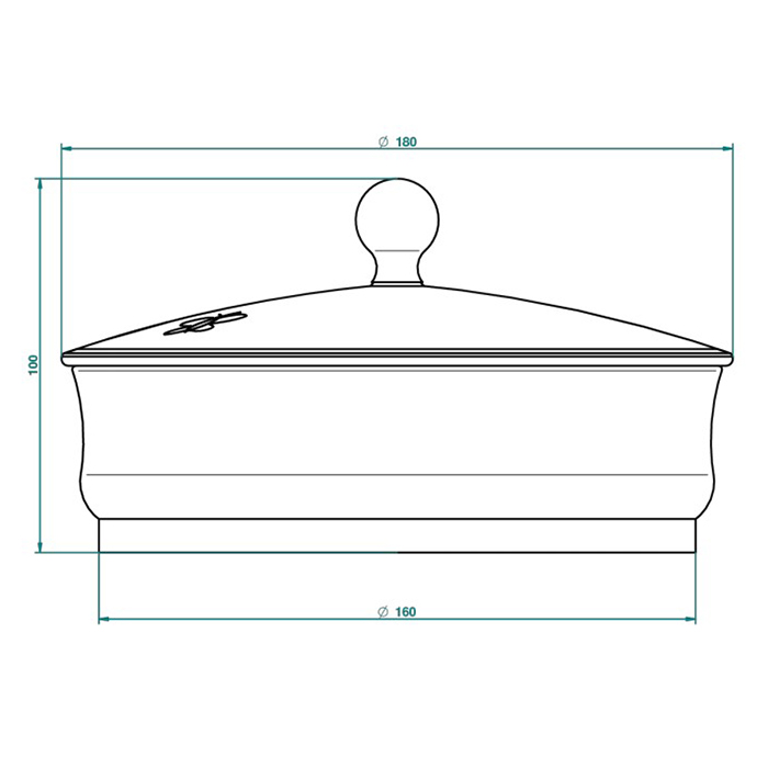 THG CAPUCINE VERT DECOR PLATINE Китайская лакированная коробка с белой керамической крышкой Ø180 мм., big size, декор платина/зеленый, цвет: белый